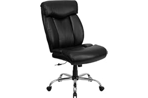 Flash Furniture Seria HERCULES Big & Tall 181.4 kg, ocenione, czarne, skórzane, ergonomiczne krzesło biurowe z pełnym zagłówkiem