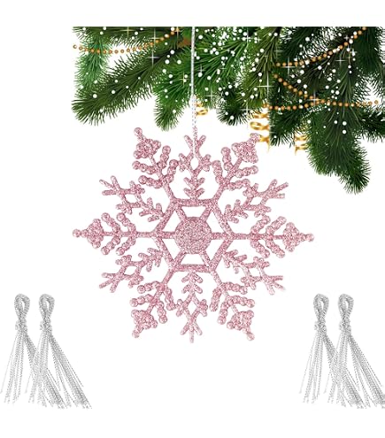 Simpeak 30 Decorazioni Natalizie A Forma Di Fiocco Di Neve Glitterati - Appendili All'Albero O Alla Finestra, 3 Modelli E 2 Misure, Argento Brillante