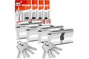 GERCAR Profilzylinder Schließzylinder Zylinderschloss 30/30 Doppelzylinder Türschloss - inkl. 10 Schlüssel - Gleichschließend 4er Set - Länge: 60mm, A:30 B:30-4er Set