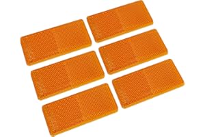 Qiping 6 PCS Catadioptricos Amarillo con Pegajoso 9.4 x 4.2 x 0.7 cm Reflectores Plastico Rectangular Naranja para Remolque Coche