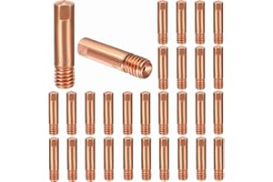 QAQGEAR 30 Pack Mig Welding Contact Tips 0.035"/0.9mm M6x25mm Copper Welder Tips for MB-15AK MIG/MAG Welding Torch, Welding Gun Consumables Accessory