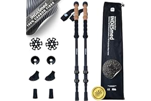 INDESmed | Bastones de Trekking 100% Fibra de Carbono – Ultraligeros, Telescópicos y Ajustables con Cierre Metálico Rápido | Bastones de Senderismo para Montaña, Trail Running y Nordic Walking