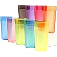 Youngever 18 Pack 600ML Re-usable Plastic Tumblers, Stackable Drinking Glasses, Shatterproof Beverage Tumblers, 6 Assorted Colors, NO BPA, Top Rack Dishwasher Safe