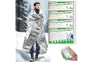 TOOHAO Couverture de Survie Reutilisable 4 Pièces, pour Randonnée Survie Premiers Secours Marathons Voiture, Robuste Indéchirable Imperméable - Argent