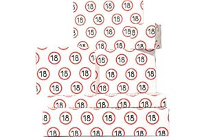 Papier cadeau 18e anniversaire – 6 feuilles de papier cadeau – Feuilles de papier cadeau amusantes pour 18 ans – Panneau d'arrêt – Pour homme et femme – Adolescent – Par Central 23