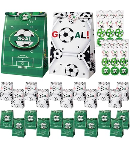 14 Sacchetti Regalo Per Bambini A Tema Calcio - Borse In Carta Kraft Per Feste Di Compleanno, Regali, Caramelle - Decorazioni Da Calcio Per Bambini E Bambine