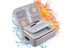 Sonhomay Caja de documentos ignífuga de gran capacidad de 3 capas, resistente al agua, organizador de documentos con cerradura para pasaportes, certificados, archivos y objetos de valor