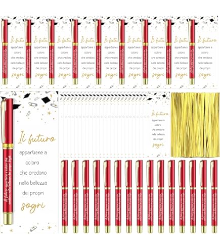 Penne laurea di colore rosso o nero con dettagli metalizzati e tocco con nappina, con astuccio in alcantara con scritta Laurea incluso, bomboniere utili (Penna Nera-con confezione bianca