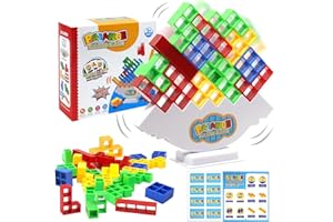 J.K-Toys Tetra Tower for Party Game, 48 PCS Party Games Team Tower Stacking Game, Swing Stack Balance Toy Perfect for Family Games, Parties, Travel, Stocking Stuffers Gifts for Kids Boys Girls