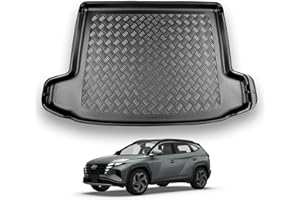 NOMAD Hyundai Tucson (2021+) Boot Liner [Upper Boot Position] Tailored Fit Car Floor Mat Protector Non Slip Waterproof Raised Edges Compatible Custom Fit Accessory Black Dog & Pet Friendly