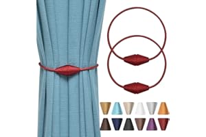 Pretty Jolly Magnetische Vorhang-Raffhalter, handgefertigt, gewebt, Seil, Vorhanghalter, praktisch, dekorativ, kegelförmig, Raffhalter für Zuhause und Büro, Fenstervorhänge, Weinrot, 2 Stück