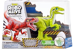 Zuru Dinosaurio Velociraptor, anda, muerde y mastica, Incluye Slime Dentro del Huevo, 25 cm, Colores sdos.