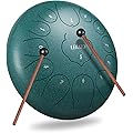 LEKATO Steel Tongue Drum, Tambour Handpan à 12 Pouces 13 Tons en C, Tambour à Langue en Acier avec Sac à Tambour, Tambour à Main pour Méditation Yoga Education Musicale, Malachite