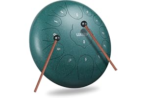 LEKATO Steel Tongue Drum, Tambour Handpan à 12 Pouces 13 Tons en C, Tambour à Langue en Acier avec Sac à Tambour, Tambour à Main pour Méditation Yoga Education Musicale, Malachite