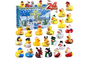 Feelhap Calendario de Adviento 2026, Calendario de Adviento de Cuenta Regresiva de 24 Días de Navidad con 24 Patos de Goma Juguetes de Baño para Niños Niñas Regalo Navidad Fiesta Decoración (A)