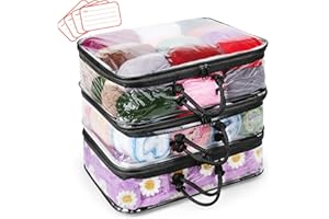 ‎AEELIKE Aeelike Yarn Storage Organiser, Pack of 3, Transparent Knitting Bag with 4 Labels, Wool Storage Bag with Zip, PVC Practical Wool Bag, Medium, 40 x 30 x 10 cm, Black