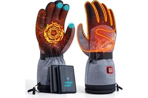 ALLJOY Heated Gloves, 10000mAh Rechargeable Heated Gloves with 3 Levels Heat, for Men Women Mom Dad, Electric Heating Gloves for Motorcycling, Skiing, Outdoor Work