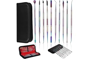 Nizirioo Set di attrezzi per modellare, strumenti per intagliare la cera, 10 pezzi, in acciaio inox con borsa per il trasporto, strumento per l'intaglio a doppia estremità per dettagliare la scultura