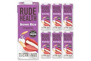 Rude Health 6 x 1 Litre Organic Brown Rice Dairy-Alt Milk, 100% Natural Organic Drink, Lactose Free, Dairy Free & Gluten-Free, Unsweetened, Award-Winning, Healthy & Vegan, 100% Recyclable Packaging