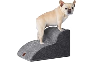 EHEYCIGA Escalier pour Chiens et Chats, Rampe pour Chien 2 Marches, Mousse Haute Densité, Surface Antidérapante, Housse Amovible et Lavable, pour Canapé et Lit, Gris