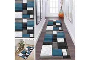 ‎ZDYHMRJ ZDYHMrj Teppich Läufer Flur rutschfest Blau Korridor Teppichläufer Waschbar Modern Küche Schlafzimmer Wohnzimmer Läufer Teppich Breite 40cm/ 50cm/ 60cm/ 70cm/ 80cm/ 90cm/ 100cm (Size : 90x200cm)