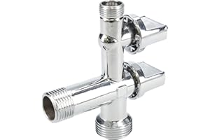 FERRESTOCK Fontastock FSKFAB103 Llave de escuadra individual para regulación del agua 1/2”–3/8”-3/4” con 2 salidas, para cisterna wc, lavabo, bidé o fregadero y lavadora o lavavajillas, cierre con 1/4 de vuelta