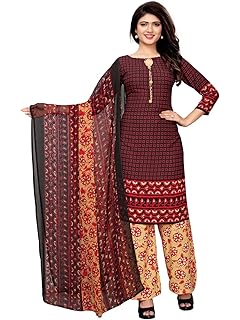 KANCHNAR Women's Printed Crepe Dress Material-Unstitiched