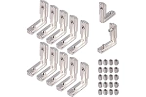 EYPINS 10PCS Soporte de Ángulo Recto de Perfil de Aluminio Soporte de Esquina 90 Grados en Forma de L, Conector de Ángulo Interno de Aleación de Zinc Duradero de 2020L