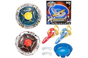 INFINITY NADO Kreisel Battle Arena Set, Battle Tops mit 2 magnetischen Launchern 2 Metallkreisel, Kinderspielzeug für Kinder Jungen Mädchen 5 6 7 8 9 10 11 12 Jahre alt Ares' Wings vs Fiery Dragon