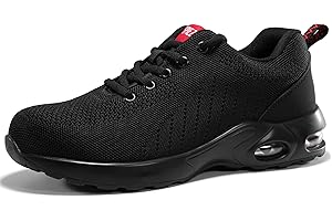 SPIEZ Scarpe Antinfortunistiche Unisex - Scarpe da Lavoro Comode Cuscino d'Aria Uomo, Sneakers Antinfortunistica Leggere Traspirante Donna Nero EU36-46