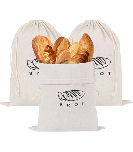 Lot De 2 Sacs à Pain En Lin Réutilisables - Sacs Respirants Avec Cordon Pour Pain, Fruits, Légumes (40x35 Cm)
