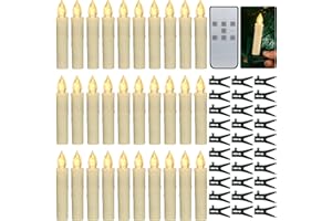 PChero Velas para arbol de Navidad, 30 Velas cónicas de batería parpadeantes sin llama LED con control remoto para la fiesta en el hogar Decoración de árboles de Navidad al aire libre en interiores