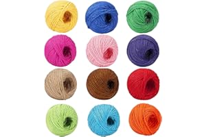 Hoshisea 12 Pezzi di Corda Naturale, Corda in Fibra di Iuta Colorata, Set di Corde in Corda di Iuta Naturale, Usata per Appendere Quadri, Regali, Decorazioni Fai da Te (12 Colori)