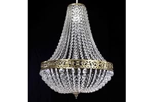 Dove Mill Lighting Chandelier Style Clear Acrylic Antique Brass Ceiling Light Shade Easy Fit Pendant