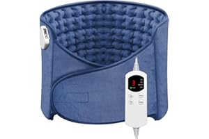 misognare Wired Heating Pad for Back Pain Relief Electric Heat Pads with 6 Temperatures Soft Detachable Heat Pad for Man Women (Navy)