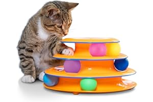 CATSTAGES Petstages Tower of Tracks - gioco interattivo per gatti con pista a 3 livelli