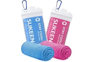 Sukeen Serviette de Refroidissement, 100x30cm Lot de 2 Serviettes Rafraîchissantes pour Le Cou, Serviette Sport Microfibre, Cooling Towel pour Entraînement, Fitness, Sports, Voyages, Yoga, Golf