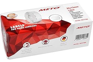 Meto Etiquetas para etiquetadoras manuales (26x12 mm, 1 línea, blanco, 6000 unidades, adherencia permanente multifunción - congelación, para Meto, Contact, Sato, Avery, Tovel, Samark, etc.)