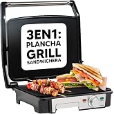 SOGO Grill and Sandwich Maker Professional Low Consumption 2000W with Smooth Non-Stick Plates and 180&deg; Opening &ndash; Multipurpose