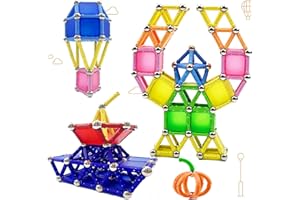 morkka 160 Pezzi Puzzle Blocchi magnetici Giocattoli,STEM Costruzione di Magnete Kit di Costruzione Giocattoli educativi per Bambini Che Giocano Gioco impilabile con Mattoni e Bastoncini magnetici