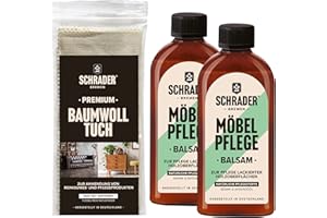 SCHRADER BREMEN SCHRADER Möbelpflege Set - Balsam für lackierte Holzmöbel & Holzoberflächen mit Poliertuch - 3-teilig - Made in Germany