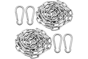 MOLIMOLI Catena Acciaio Inox 4m (2x2m) + 4 moschettoni - per Ancore, Appendere, Giardino e amache (Spessore 2mm, Portata 40kg)