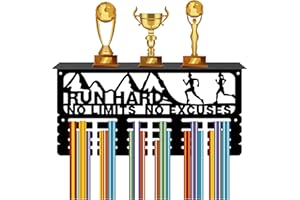 CREATCABIN Soporte para Medallas Correr,Estante para Trofeos,Colgador Medallas Soporte para Estante,Deportes,4 Fila,Montaje En Pared,Soporte para Hombres,Gimnasia,Fútbol,Correr,40x20x10 cm