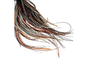 ONE FINE DAY FEATHERS 15 extensions de cheveux en vraies plumes + anneaux/boucle B-GRADE (Mixed Naturals)