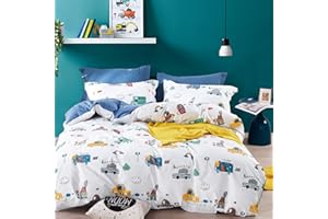 KEAYOO Bettwäsche 135x200 Kinder für Junge und Mädchen Baumwolle mit Süß Cars Auto Muster und Reißverschluss (A, 135x200cm+80x80cm 2tlg)