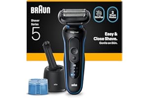 ‎BRAUN Braun Series 5 Rasierer Herren Elektrisch, Elektrorasierer, Nass- und Trockenrasur, Turbo und Standard Modus, Rasierapparat, SmartCare Reinigungsstation, Wasserdicht, Made in Germany, 52-B7000cc, Blau