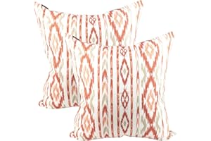 TRESMESTRES Fundas de Cojines para Sofá de Jardín, Terraza y Salón y Fundas de Cojines para Cama Decorativos - Ikat Mediterráneo - Cubierta de Cojín 45x45 cm - Set de 2, Rojo