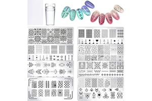 PHOGARY Szablony do manicure stempli 8 szt. model paznokci szablon do stemplowania paznokci stemple obrazkowe szablony metalowe płytki paznokieć tatuaż