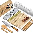 FAB Innovations All in One Sushi Making Kit Set, Bamboo Sushi Maker, Sushi Bazooka Set, Ideal for Beginner [ 15 Pieces ]