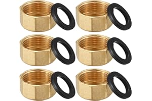 QEAPUG 6 Pezzi Tappo in Ottone per Tubi Esagonali, Tappi per Tubo Esagono 3/4 Pollici, Tappo di Chiusura con Filettatura Femmina Interna, Tappo Blocco Fissaggio Femmina (ottone)